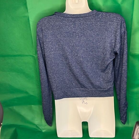 Zella Girls Blue Ling Sleeve Crop Top Small - Picture 6 of 11